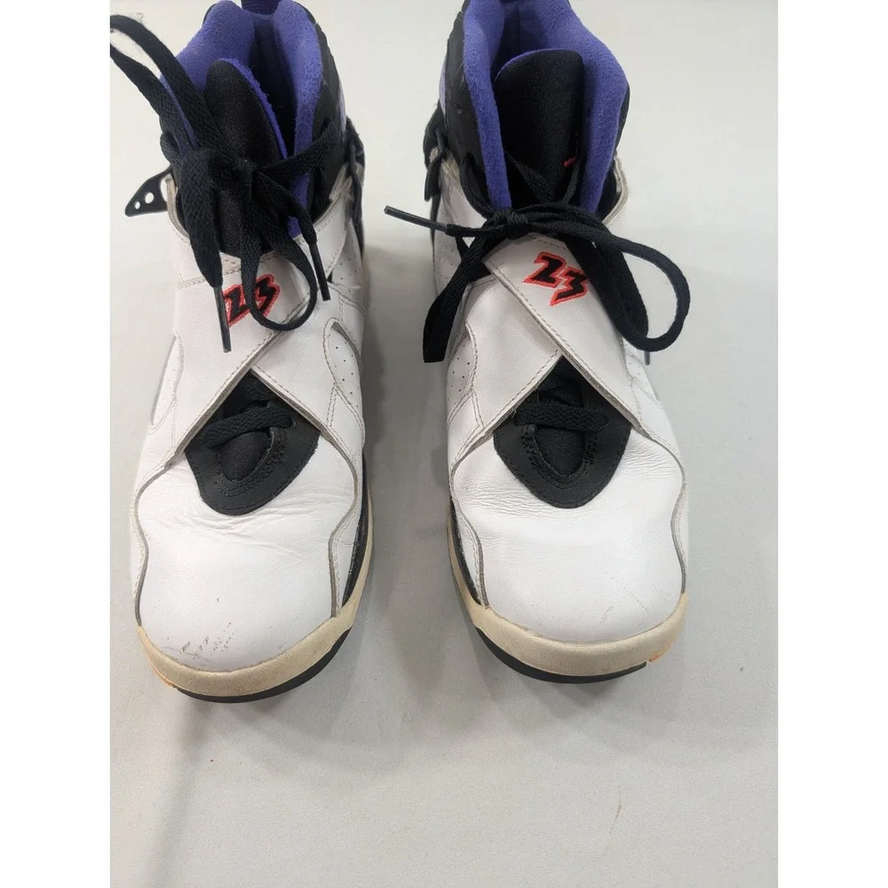 Jordan Air Jordan 8 Boys 7Y High Top Sneakers White Black Purple